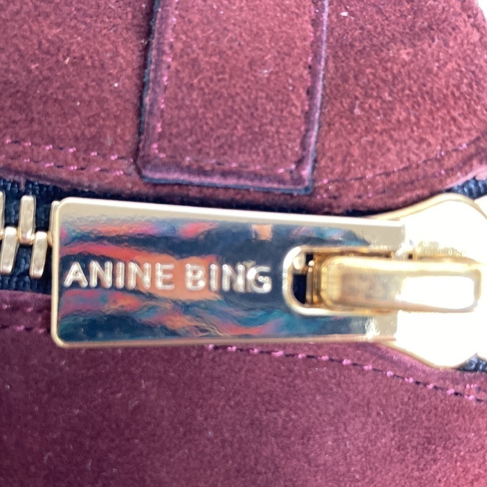 Anine Bing Witchy Western Emma Boots Burgundy Gold Triple Buckle Luxury Cowboy - Picture 10 of 16